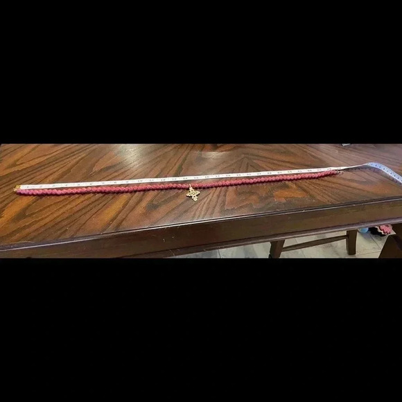 AKOLA HANDMADE SINGLE STRAND NECKLACE. RED APPROX 28” - Picture 2 of 5